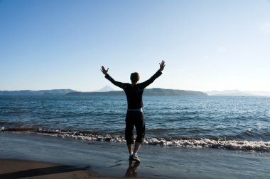 Man on beach clipart