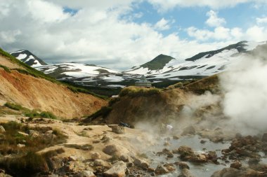 Geysers in Mutnovskaya valley clipart