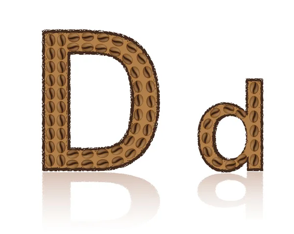 Буква D выполнена из зерна векторной иллюстрации кофе — стоковый вектор