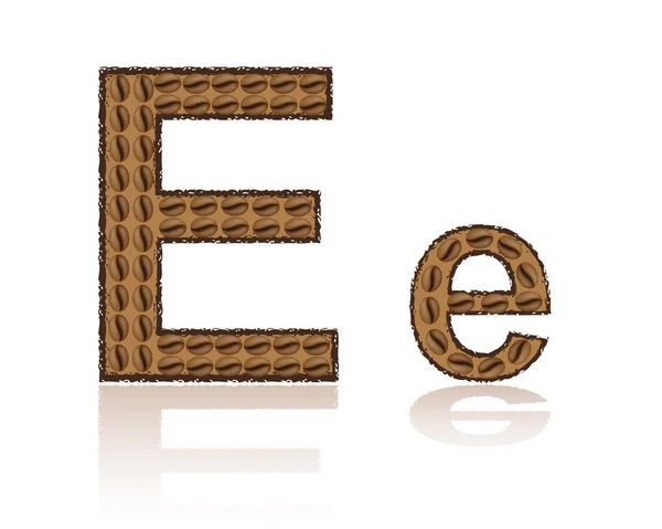 Letra E se hace granos de café vector ilustración — Vector de stock