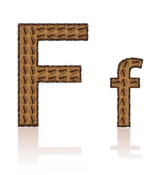 Letter F is made grains of coffee vector illustration — Stock Vector