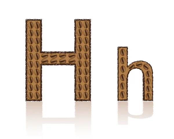 Buchstabe h besteht aus Kaffeekörnern — Stockvektor