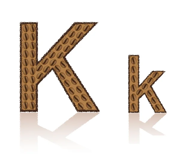 Lettera K è fatta grani di caffè vettoriale illustrazione — Vettoriale Stock