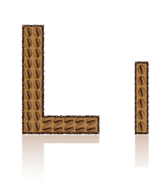 A letra L é feita grãos de café ilustração vetorial — Vetor de Stock