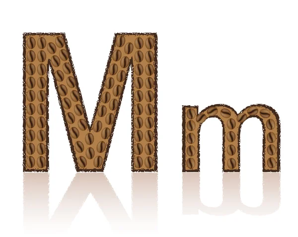Lettre M est faite grains de café vecteur illustration — Image vectorielle