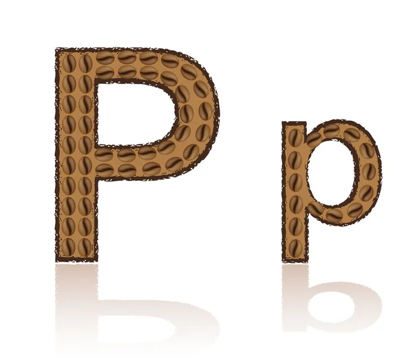 Lettre P est faite grains de café vecteur illustration — Image vectorielle