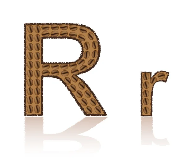 Letter R is made grains of coffee vector illustration — Stock Vector