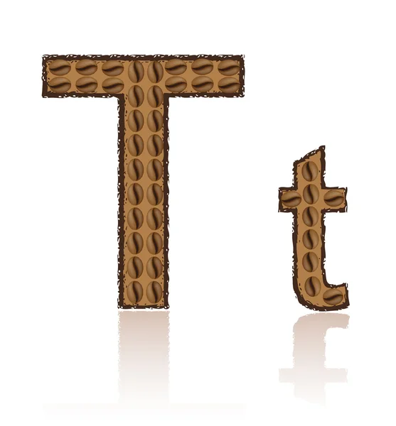 字母 t 是由谷物的咖啡矢量图 — 图库矢量图片