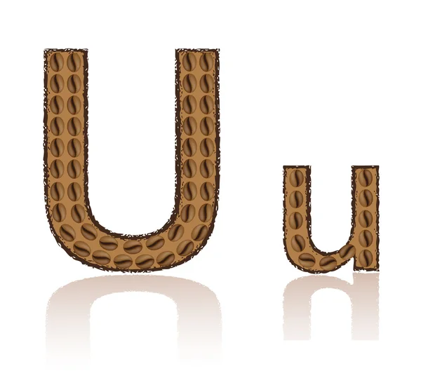 Буква U выполнена из зерна векторной иллюстрации кофе — стоковый вектор