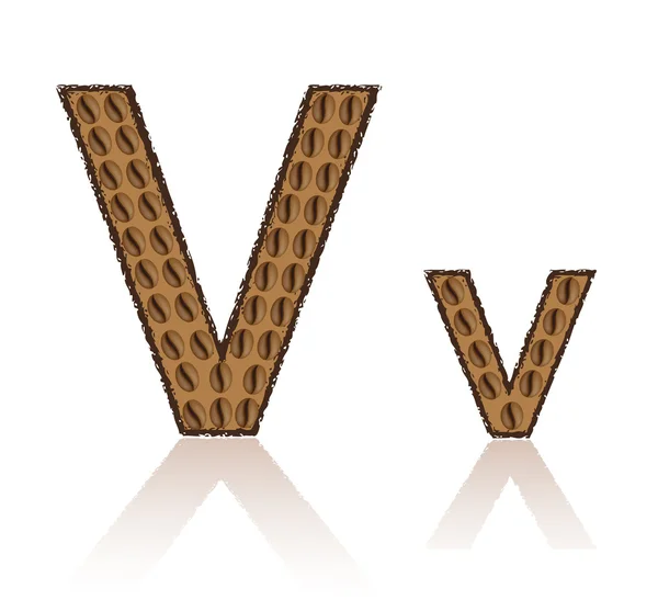 Lettre V est faite grains de café vecteur illustration — Image vectorielle