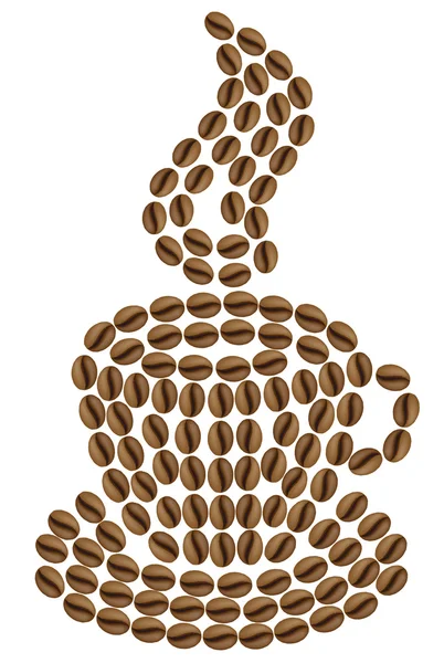 Taza de café se compone granos vector ilustración — Vector de stock