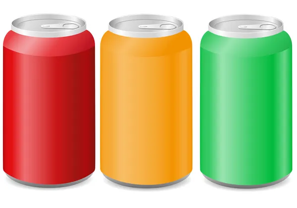 Scatole di alluminio colorato con soda — Vettoriale Stock