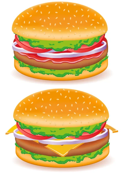 Hamburger a cheeseburger vektorové ilustrace — Stockový vektor