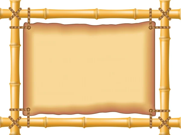 Rám vyrobený z bambusu a starý pergamen — Stockový vektor