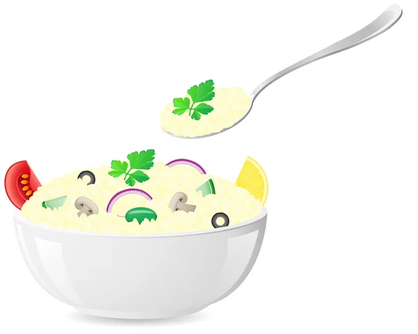 Ακατέργαστο ρύζι με λαχανικά εικονογράφηση φορέας — Διανυσματικό Αρχείο