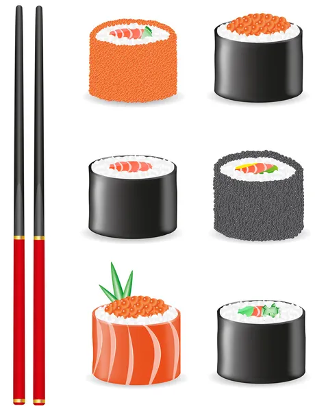 Conjunto de iconos de sushi vector de ilustración — Vector de stock
