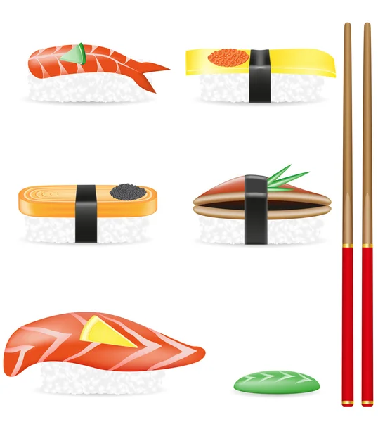 Sushi ensemble icônes vectoriel illustration — Image vectorielle