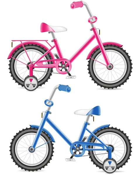 Pembe ve mavi çocuklar Bisiklet vektör çizim — Stockvector