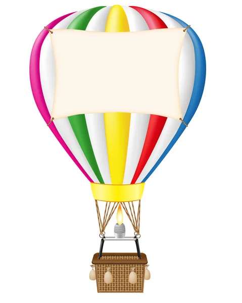 Hot air balloon and blank banner vector illustration — Stock Vector