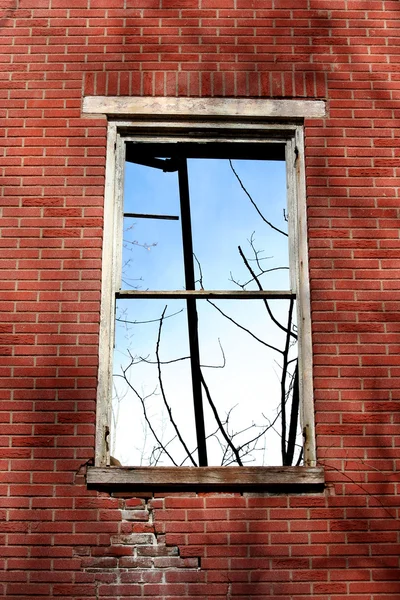 Stare okna w mur z cegły — Zdjęcie stockowe