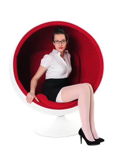 Girl in ball chair — Stock Photo, Image