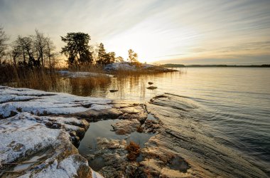 Winter sunset in Finland clipart