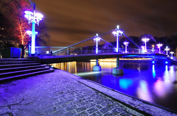 Night bridge in Turku — Stock Photo, Image
