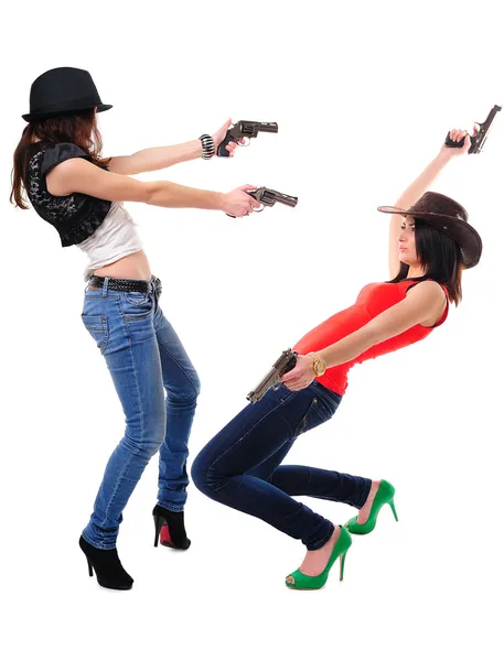 Mädchen mit Gewehren — Stockfoto