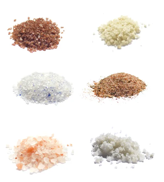 Kolekce exotických mořských solí izolovaných na bílém — Stock fotografie