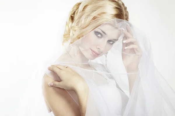 stock image Wedding portrait of beautiful young bride