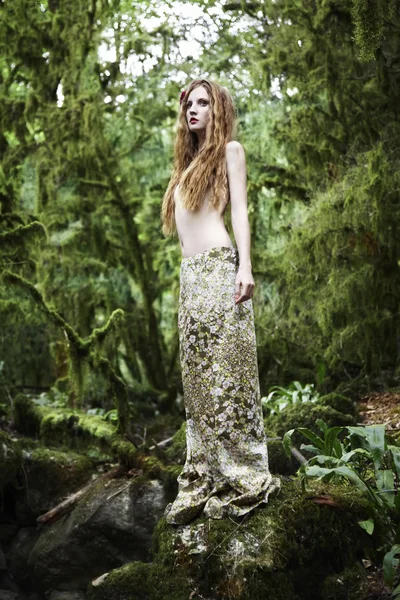 Portret romantyczny kobiety w bajki lasu — Zdjęcie stockowe