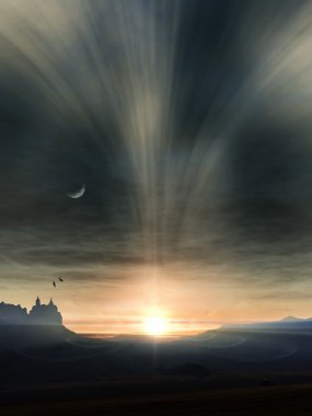 Fantasy landscape clipart