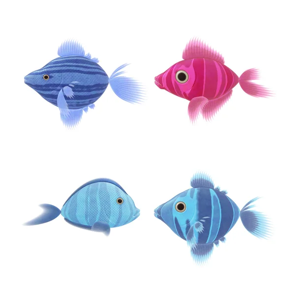 Quatro ilustrações de peixes — Fotografia de Stock