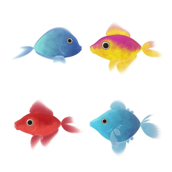 Four fish illustrations — Stock Photo, Image