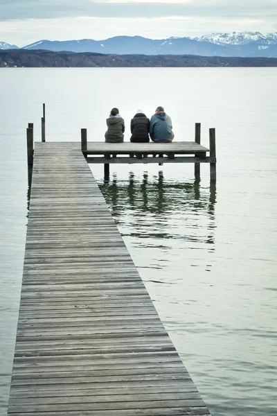 Three at the jetty — Stock Photo, Image