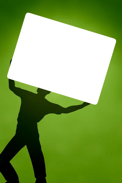 Man holding white shield — Stock Photo, Image