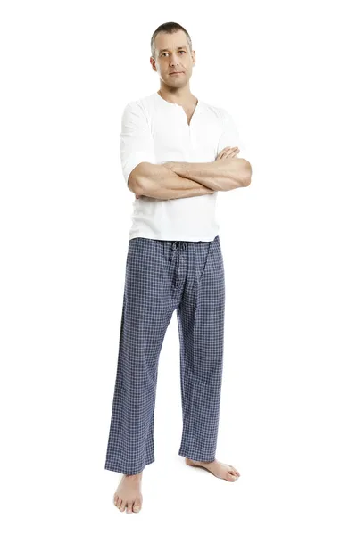 Man in pyjama 's — Stockfoto