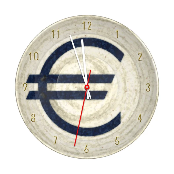 Relógio euro isolado — Fotografia de Stock