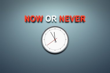 Now or never at the wall clipart