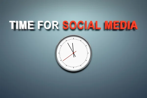 Tijd voor sociale media op de muur — Stockfoto