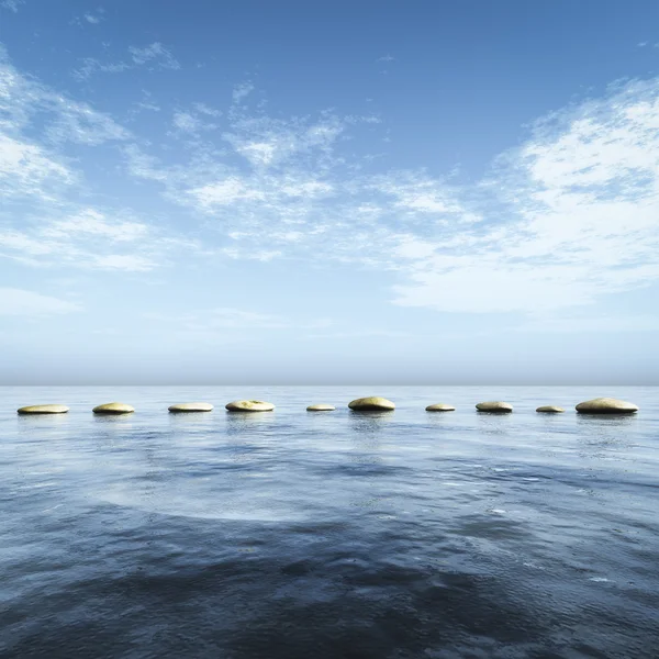 在碧蓝的大海一步石头 — 图库照片