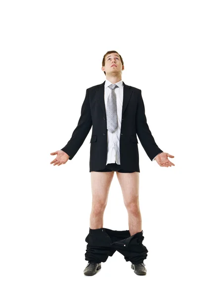 Człowiek z jego spodnie w dół — Zdjęcie stockowe