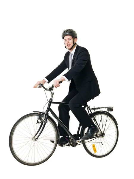 Homem com bicicleta e leme — Fotografia de Stock