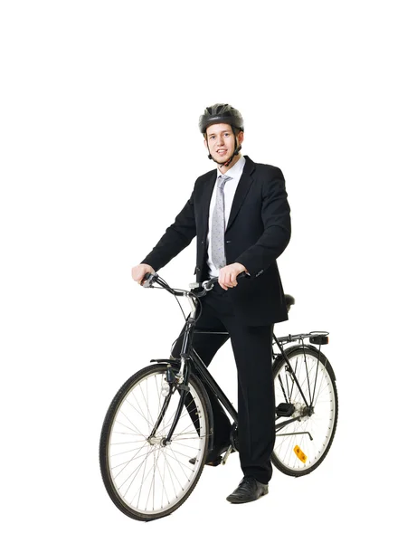 Homem com bicicleta e leme — Fotografia de Stock