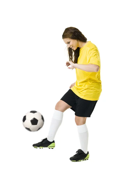 Футбольная женщина — стоковое фото