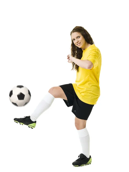 足球的女人 — 图库照片