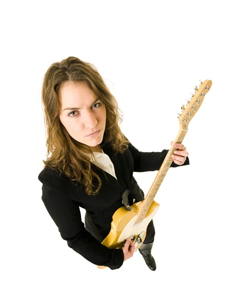 Kvinna spelar gitarr — Stockfoto