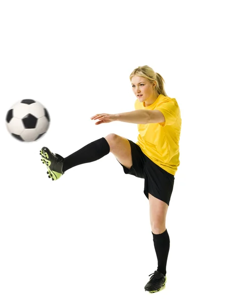 Футбольная женщина — стоковое фото