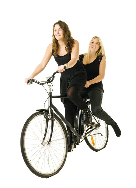 Girls on bicycle — Stock Photo, Image