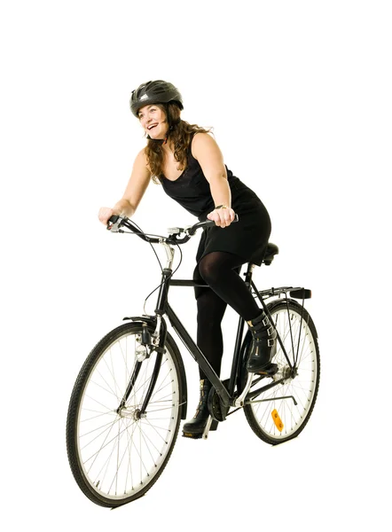 Femme sur un vélo — Photo